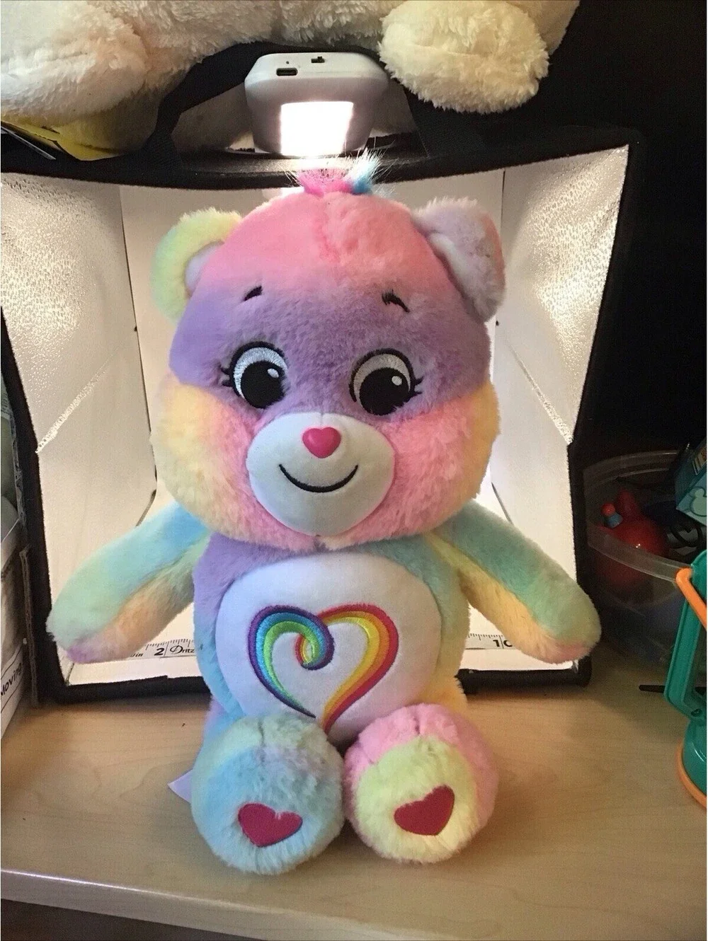 Care Bears Unlock The Magic Rainbow Heart Togetherness Plush TieDye Bear 11